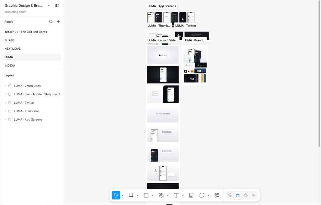 LUMA, Figma workspace